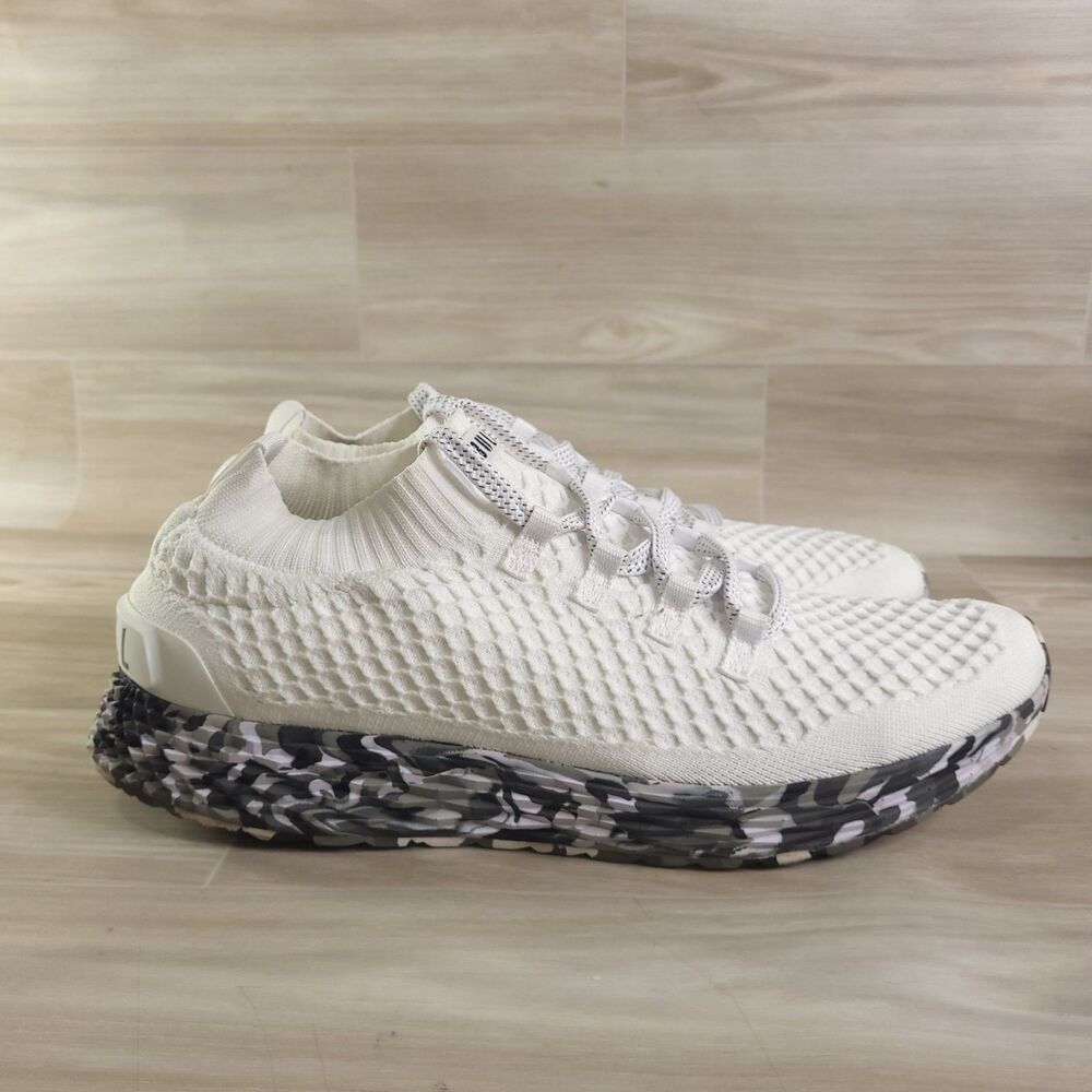 NOBULL White Knit Athletic Shoes with Black & Gray Camo Sole